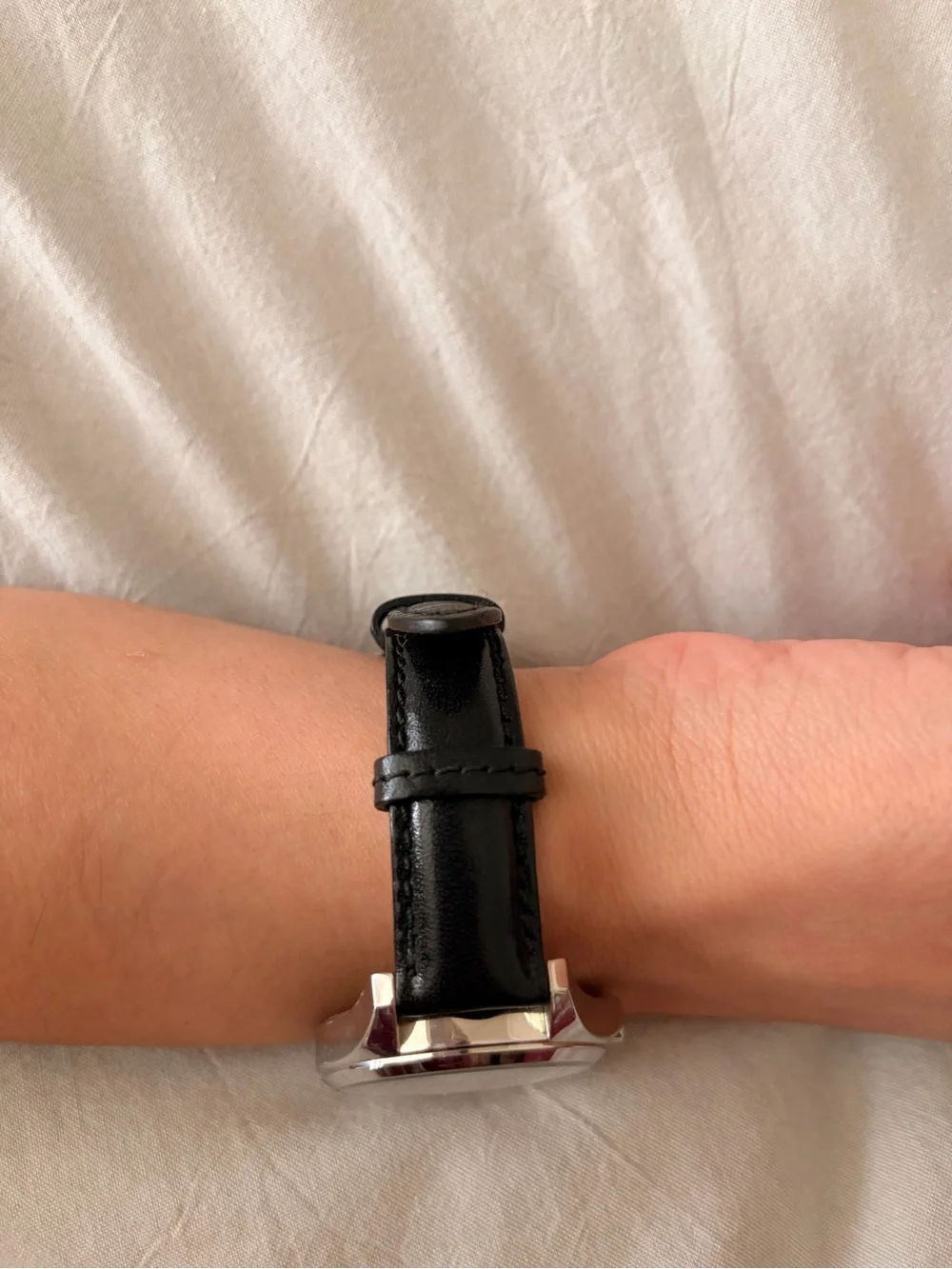 Juicy Couture Black Leather Strap Watch with Silver-Tone Case